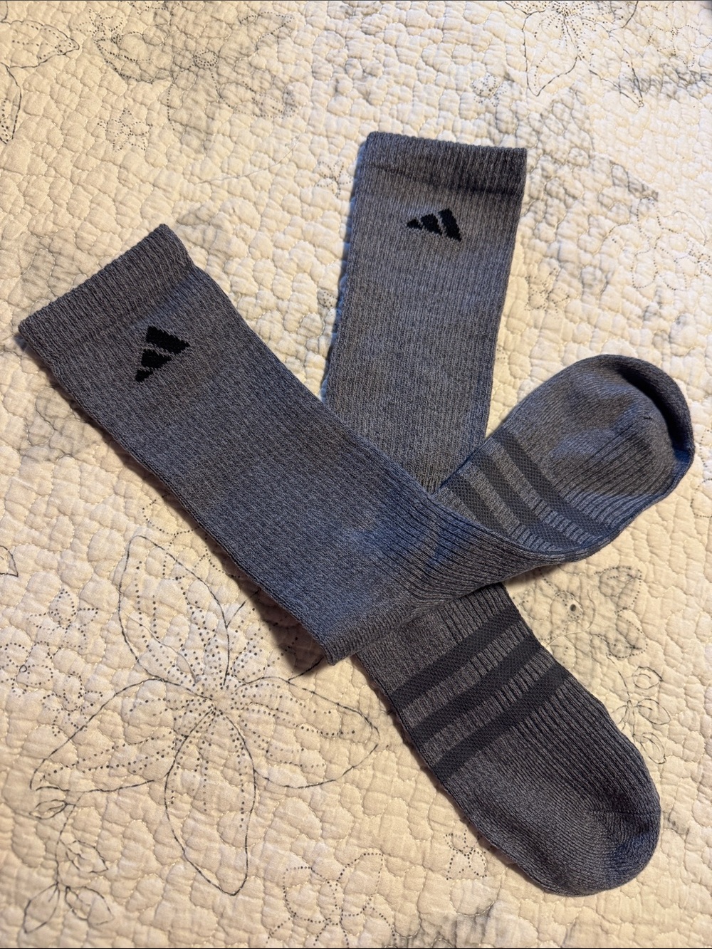 adidas Gray Crew Athletic Socks with Black Logo